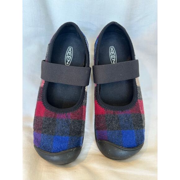 Keen Mary Jane Sienna Sz 5.5 Slip On Shoes Flats Casual Comfort Round Toe Plaid - Picture 1 of 7